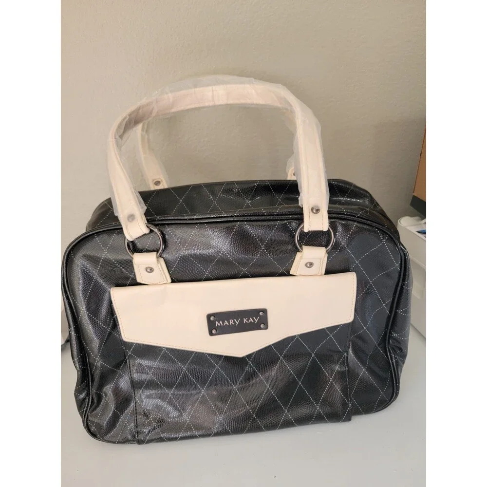 Mary Kay Black Ivory Cosmetic Makeup Travel Bag Organizer Case w/ Storage Cover